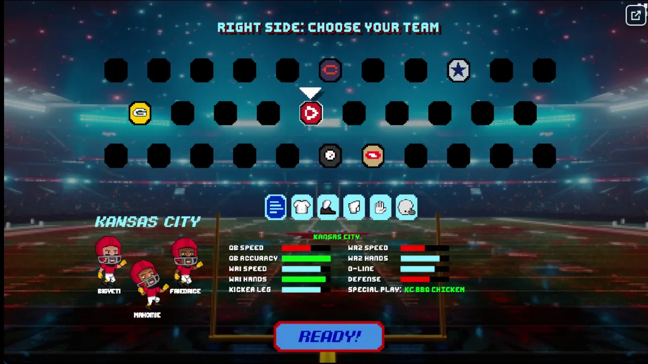 Some grid slots hold team badges, while most remain empty dark octagons, so the visible choices cover only part of the grid.